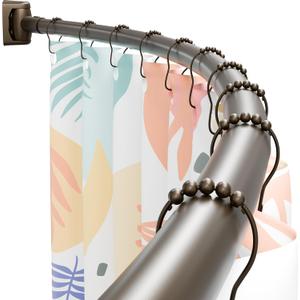 Curved Shower Curtain Rod, 35-76 Inches Adjustable, Stainless Steel, Rust-Proof, Round Curved Rod for Bathroom, Stall, Bathtub, Need to Drill, Bronze