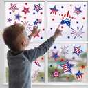 4 x 4th of July Window Clings Patriotic Independence Day Labor Day Window Stickers, USA Stars Veterans Day, Fourth of July Window Decorations for School Home Office Party Supplies