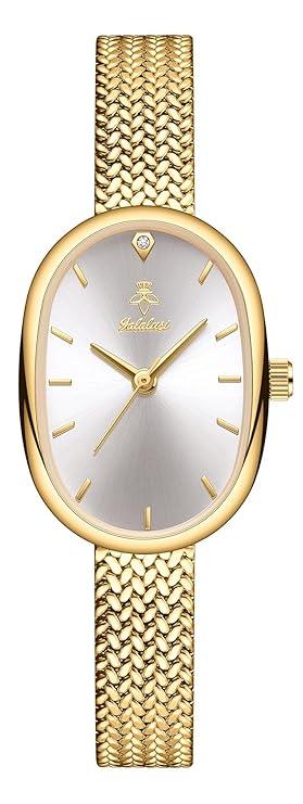 MASTOP Petite Vintage Oval Gold Women’s Watch, Waterproof Elegant Bracelet Watch for Small Wrists Minimalist Easy to Read (Gold White)