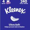 Kleenex Ultra Soft Facial Tissues, 4 Cube Boxes, 60 Tissues per Box, 3-Ply (240 Total)