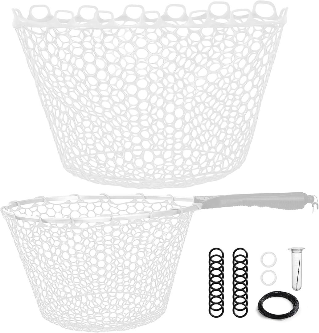 Riverruns Rubber Net Replacement Fishing Net Bag Fly Fishing Foldable Fish Landing Net for Freshwater Saltwater Without Handle 6 Sizes (Circumference: 39" Diameter: 14" Net Depth: 10", Transparent)