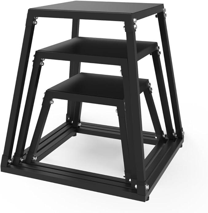 Steel Plyometric Platform and Jumping Box, Anti-Slip Exercise Step Up Box for Strength and Conditioning Training, Durable Home Gym Plyo Box (12/18/24 inch, Black)