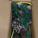 DR.DUDU 15 Inch Outdoor Christmas Decorations Urn Filler for Front Porch- 2 Pack Lighted Christmas Pot Fillers with Stake, Xmas Pine Trees with Timer for Outside Home Dcor