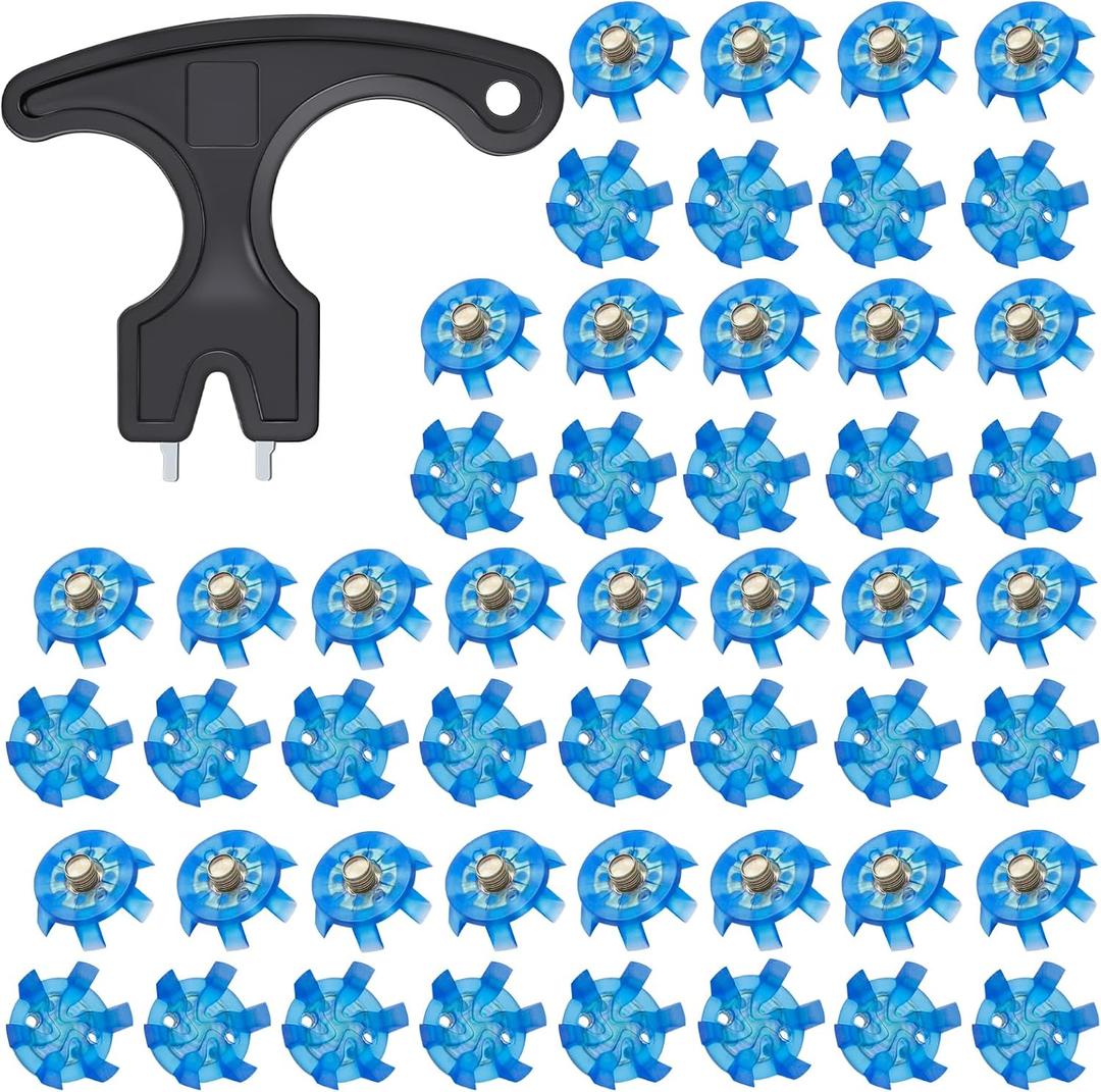 51Pcs Golf Spikes Set 50 Golf Shoe Spikes Replacements with 1 Black Cleats Spanner Metal Thread Screw 6 mm Dia Shoe Cleats Suitable for Use on Lawns or Golf Courses (Blue) 51Pcs Golf Spikes Set 50 Golf Shoe Spikes Replacements with 1 Black Cleats Spanner Metal Thread Screw 6 mm Dia Shoe Cleats Suitable for Use on Lawns or Golf Courses (Blue)