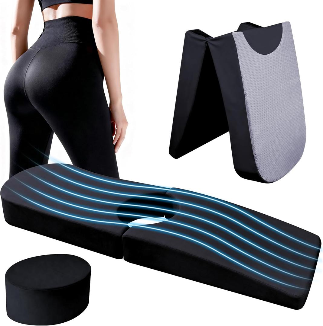 BBL Bed After Surgery for Sleeping, Larger Ergonomic BBL Pillow with Hole, High-Density Support Foam Brazilian Butt Lift Recovery Mattress with Removable Cover - Black (85.7x21.6x6.7in)