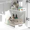 Under Sink Organizer with Pull-Out Drawers,Kitchen Sink Organizer,2 Tier Bathroom Organizers And Storage,Bathroom Accessories Set,White 1 Pack
