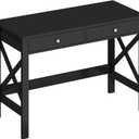 ChooChoo Home Office Desk Writing Computer Table Modern Design Black Desk with Drawers, Makeup Vanity Table