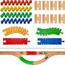 Wooden Train Track Accessories, 44 pcs Wooden Track Connector, Compatible with All Major Brands Train Track, Christmas Birthday Gift for Boys Girls, Train Toys Expansion Pack for Kids Ages 3+