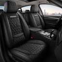 Leather Car Seat Covers Full Set, Waterproof Faux Leather Automotive Seat Covers for Cars, SUVs, Sedans, Vans and Trucks, Airbag Compatible Universal Fit Seat Protectors, Black