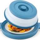 Microwave Splatter Cover for Food with Anti-scald Base Plate,Large Plastic & Silicone Vented Avoid Scalding Collapsible Guard Lid,Kitchen Essential Gadgets for Meal Prep-10.7 Inch (Blue)