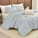 Masaca Oversized King Comforter 128x120,3 Pieces Pinch Pleated Light Blue Comforter Set Lightweight Modern Style Farmhouse Extra Large King Size Bedding for All Season, Oversized King Plus 128x120
