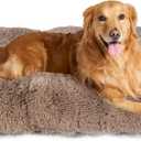 EHEYCIGA Fluffy Dog Crate Bed for Extra Large Dogs, Plush Faux Fur Crate Pad, Calming Anti Anxiety XL Dog Bed, Washable Soft Warm Mat with Non-Slip Bottom, Camel (41.3 x 27.5)