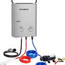 CAMPLUX ENJOY OUTDOOR LIFE 1.32 GPM Outdoor Portable Propane Tankless Water Heater with 1.2 GPM Water Pump Kits, Gray