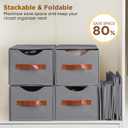 4 Pack Stackable Storage Drawers, Fabric Closet Organizers and Storage with Handles and Clear Window, Pull-Out Clothes Storage Bins with Drawer for Closet, Bedroom, Living Room, Under Bed, Gray