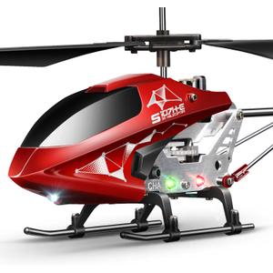 SYMA S107H-E RC Helicopter for Kids 8-12 and Beginners, Remote Control Helicopter with Altitude Hold, 2 Speed Modes, Whole Alloy Toy for Boys Girls Indoor Gift Red, Built-in Battery