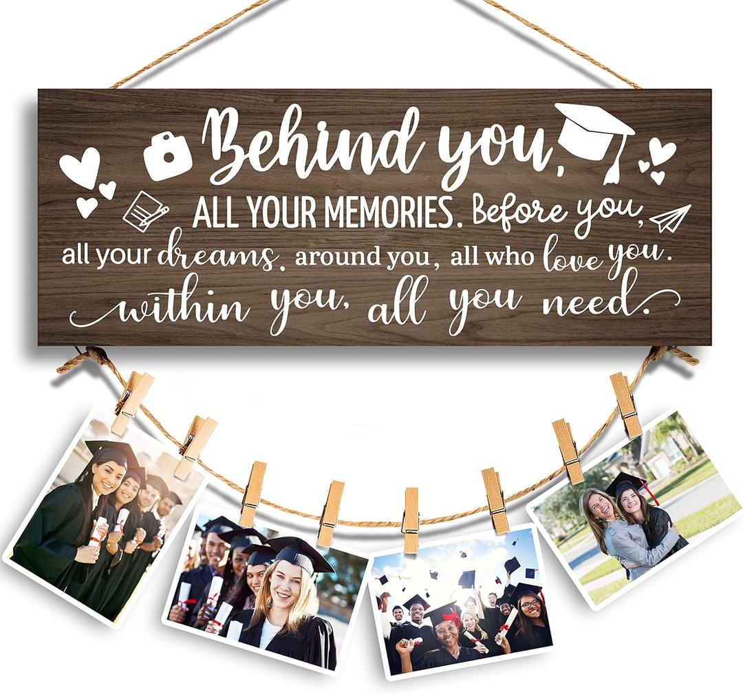 GEMTEND 2026 Graduation Gift for Her Him, Behind You, All Your Memories-Congratulations Inspirational High School College Graduation Picture Frame for Her Best Friend Women, Going Away Gifts