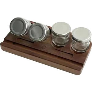 Wooden Tilting Calligraphy Pen Holder with Empty Glass Ink Bottle Container, Calligraphy Oblique Nib Holder Stand Base Set Desktop Tabel Decoration