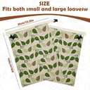 Reusable plastic-free beeswax lined - FDA cleared -fabric bread bags, beeswax toast storage pack (2ea),flax ciabatta storage pack, Moisture-proof fabric with zipper and buckle(Green Leaf)