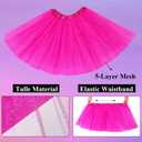 Women Hot Pink 5-Layer Tulle Tutu Skirt, Adult Tutu with Gloves Socks Set,Teens Halloween Pink Tutu (Pink), Size: Large