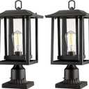 Beionxii Outdoor Post Lights, Large Exterior Lamp Post Light Fixture with Pier Mount Base, Black Cast Aluminum w/Clear Glass (19" x 9") - A197P-2PK (NOT Solar, 110-120V AC)