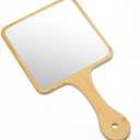 Jasefa Handheld Mirror,Natural Bamboo Hand Mirror with Handle,Cute Hand held Mirror for Shaving Single-Sided Portable Travel Vanity Mirror for Men & Women,6.3" W x 11.8" L
