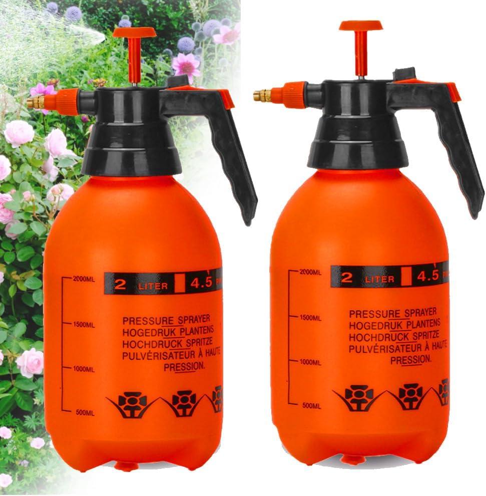 MRPAPA Handheld Pump Sprayer, Garden Pressure Water Spray Bottle with Adjustable Brass Nozzle for Plants (2L Orange-2PCS) MRPAPA Handheld Pump Sprayer, Garden Pressure Water Spray Bottle with Adjustable Brass Nozzle for Plants (2L Orange-2PCS)