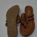 Athlefit Womens Flat Sandals Flip Flops Casual Slip on Comfortable Thong Beach Sandal for Women Dressy (6, Saddle Brown)