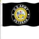 US Army Veteran Emblem Flag 3x5 Ft Double Sided Printing US Army Veteran Gold Crest Military Flags Durable Quality Decoration Outdoor & Indoor