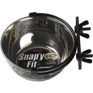 MidWest Homes for Pets Snap'y Fit Stainless Steel Food or Water Bowl, Holds 10 Ounces, Mounts to Wire Crates, No-Tip Design, Rust-Resistant, for Small Dogs and Cats (Silver)