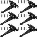 WellMade Black Gate Hinges,6 in Decorative Hammered Steel T Hinges,Outdoor Tee Hinges for Shed Storage Fence Barns Doors (6 Pack)