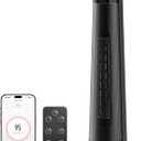 1500W PTC Ceramic Smart Space Heaters for Indoor Use, Portable Heater with Remote & App Control for Large Room, Office, ECO Modes, Safety Protection, 70 Oscillation, 12H Timer, Black, 1 Pack (29inch)