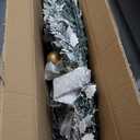 6.5Ft Flocked Pop up Christmas Tree,Prelit 200 LED Lights,1 Minute Pull up,Fully Decorated 86 Ornaments,8 Mode Warm White Light&Timer,Foldable Xmas Tree Fire-Resistant Collapsible Outdoor Indoor Decor