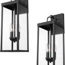 Outdoor Wall Sconce Lights, 20 Inch Tall Transitional Exterior Wall Lighting with Clear Glass, Modern Black Carriage Lantern Lamp Outside for Front Porch Garage Garden Patio Corridor Doorway (Medium-2 Pack)