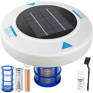 Solar Pool Ionizer - Floating Pool Cleaner for Swimming Pools Up to 45,000 Gallons, Large Solar Panel & Durable Copper Anode, Clear Water with Minimal Effort