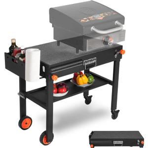Portable Outdoor Grill Table, Folding Grill Cart Solid and Sturdy, Blackstone Griddle Stand Large Space, Blackstone Table with Paper Towel Holder, Grill Stand for Blackstones Griddle, Ninja Grills etc