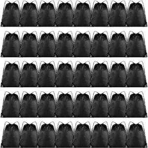 40 Pieces Drawstring Backpack Bulk Cinch Sackpack Ployster Drawstring Bags for Gym Party Trip(Black)