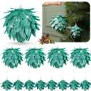 Syhood 12 Pcs Christmas Ball Ornaments Glitter Pinecone Balls Xmas Tree Decoration Hanging Pinecone Ornaments Rustic Pine Cones for Xmas Winter Party Holiday Wedding Home Decorations (Green)