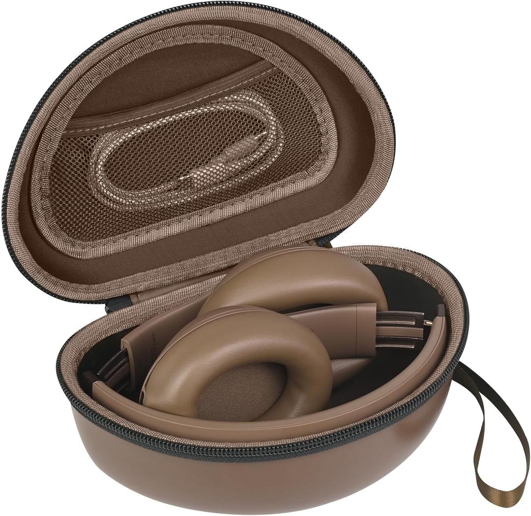 Hard Headphone Case for Beats Solo 4, Studio Pro, Solo 3, Studio 3, Solo 2,Over Ear Headphone Carrying Case with Storage Cable Bag Strap for Travel (Brown)