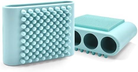 1PCS Silicone Body Scrubber Exfoliator- Bath Loofah & Sponges Alternative 4-Finger Non-Slip Grip Face & Scalp Scrubber for Sensitive Skin Body Brush for Men & Women (Blue)