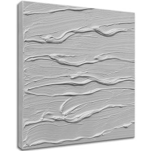 zoinart White Textured Canvas Wall Art, Hand Painted 3D Oil Painting on Canvas, 20 x 20 Inches Abstract Texture Artwork White Wall Decor (BL-061)