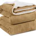 KAWAHOME Sherpa Fleece King Size Blanket for Bed - Extra Warm and Heavy Thick Blankets for Winter, Super Soft 500GSM Plush Blanket, 108" X 90" Camel