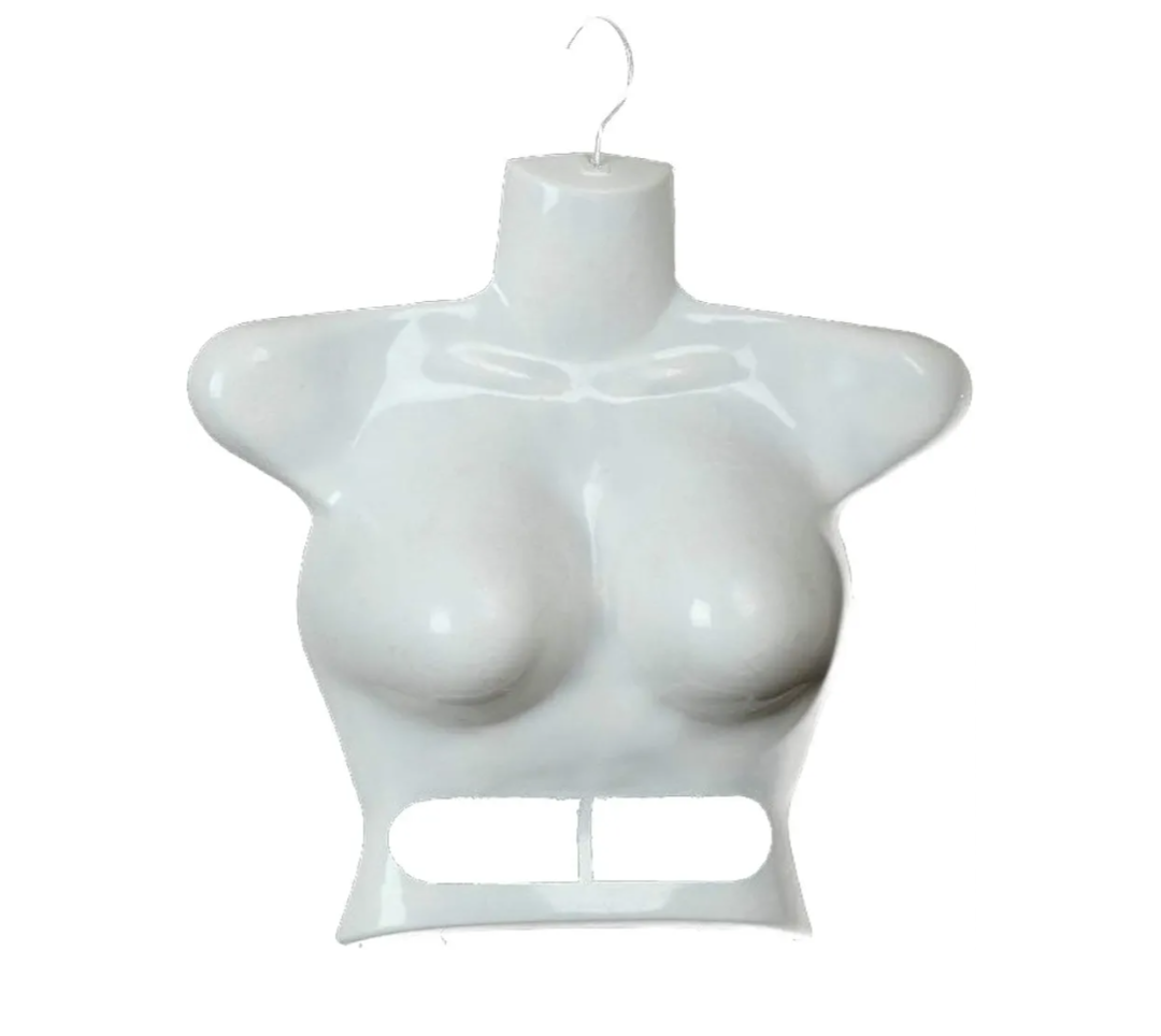 Mannequin Display Stand Rack Multi-Use Creative Plastic Half Body Female Model Swimwear Underwear Display Rack for Props, Exhibition, Show, Home Dresser-White