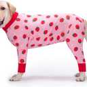 Dog Recovery Suit After Surgery Female Male, Medium Large Dog Neuter Shirt Cone Alternatives Prevent Licking Surgical Onesies (Strawberry, 5XL)