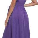 Ruffle Short Sleeve Maternity Dress High Waisted Midi Spring Baby Shower Dresses (Purple, XXL)