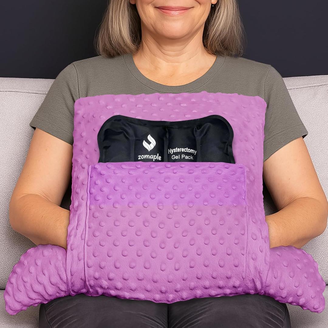 Zomaple Recovery Hysterectomy Pillow with Gel Pack  Post Abdominal Surgery Must Haves  Ideal for C-Section, Laparoscopic & Hernia Healing Comfort (Lavender)