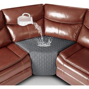 Ruaozz 100% Waterproof Corner Sofa Seat Cover for Sectional Recliner Sofa 1 Piece Recliner Corner Seat Cover Non Slip Reclining Couch Covers Washable, Dark Grey