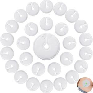 Tondiamo 28 Packs Soft g Tube Pads Holder Abdominal Feeding g Tube Button Cotton Pads Covers for Nursing Care (White)