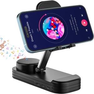 Wireless Bluetooth Speaker with Phone Stand, Cool Gadgets for Men, Birthday Gifts for Teen Boys, Portable Mobile Phone Holder Speaker, Features Anti-Slip Base and HD Surround Sound, Black