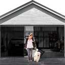 Sliding Garage Door Screen 8x7FT for 1 Car Garage Doors, 2026 New Upgraded Magnetic with Track Closure, Heavy Duty Mesh and Weighted Bottom, Retractable (Black, 8 * 7FT)