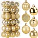 36-ct Christmas Balls Ornaments Set, 1.97-Inch Christmas Tree Balls with Hanging Strings, 6 Classic Finishes Shatterproof Plastic Decor for Xmas Holiday Wedding Party Home Indoor Decorations-Gold
